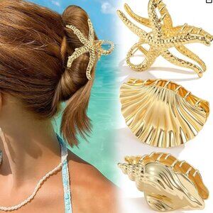 Ocean Beach Metal Hair Clips NEW